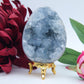 Polished Celestite Crystal Egg 454g featuring pale sky-blue tone and soft translucence - Positive Faith Hope Love