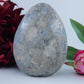 Polished Celestite Crystal Egg Free Standing 986G featuring pale sky-blue tone and soft translucence - Positive Faith Hope Love