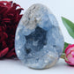Polished Celestite Crystal Egg Free Standing 986G featuring pale sky-blue tone and soft translucence - Positive Faith Hope Love