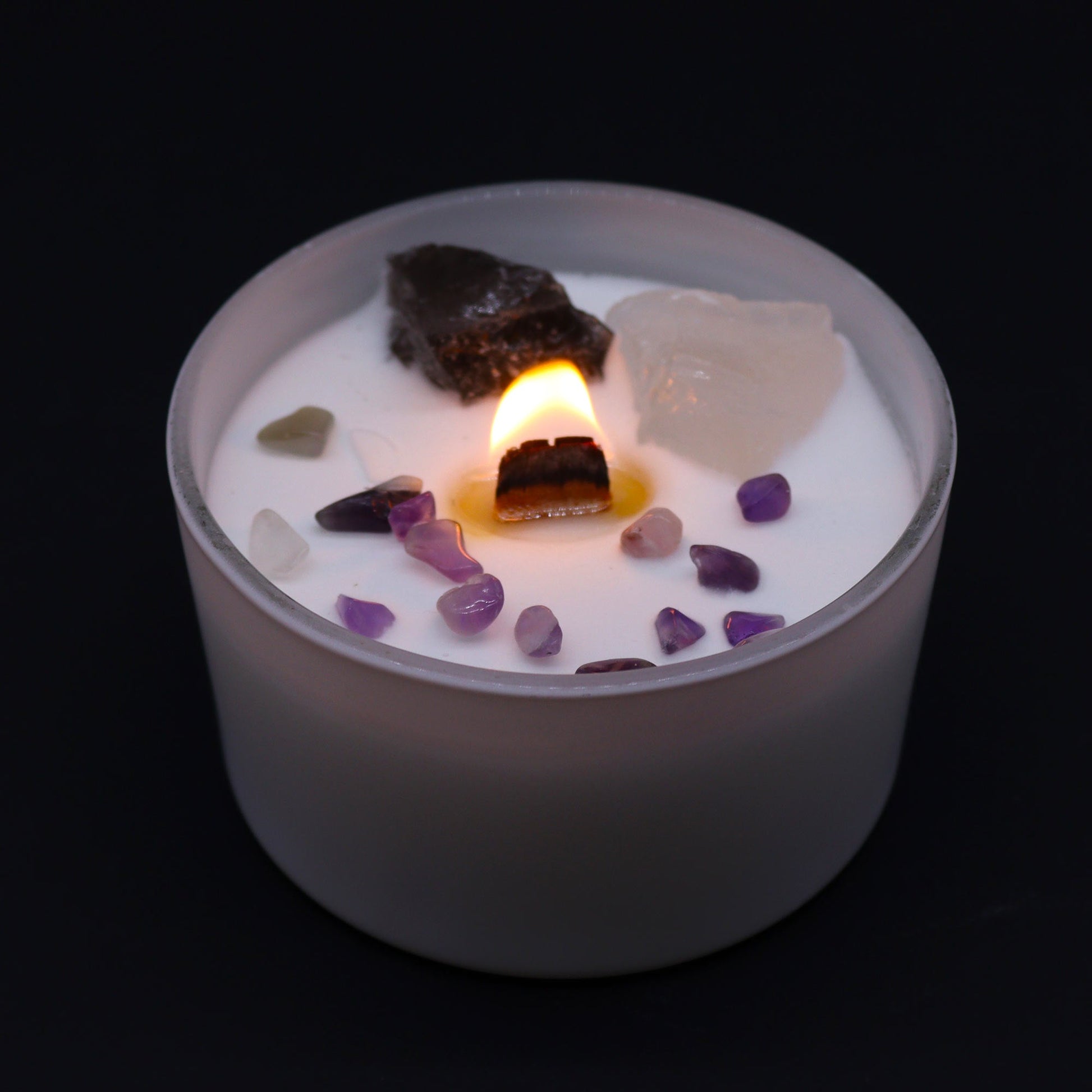 Chakra Crystal Candle - Crown Chakra - Positive Faith Hope Love