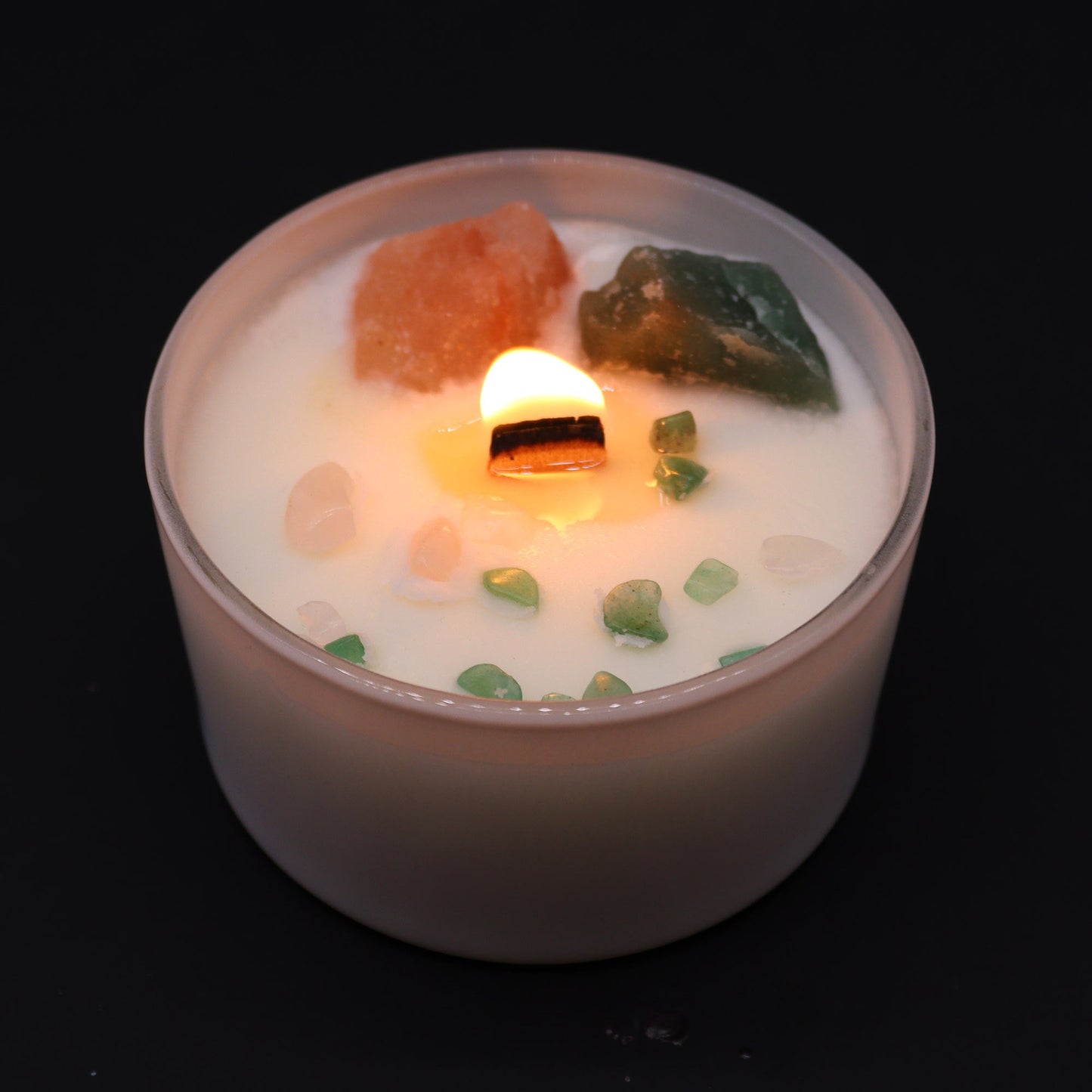 Chakra Crystal Candle - Heart Chakra - Positive Faith Hope Love