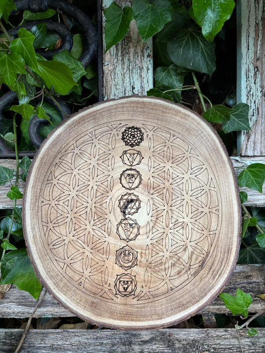 Polished Chakra Crystal Manifestation Board Large featuring natural patterning and unique variations - Positive Faith Hope Love