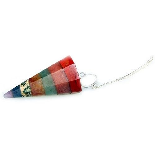 Polished Chakra Style 7 Slice Pendulums featuring natural patterning and unique variations - Positive Faith Hope Love