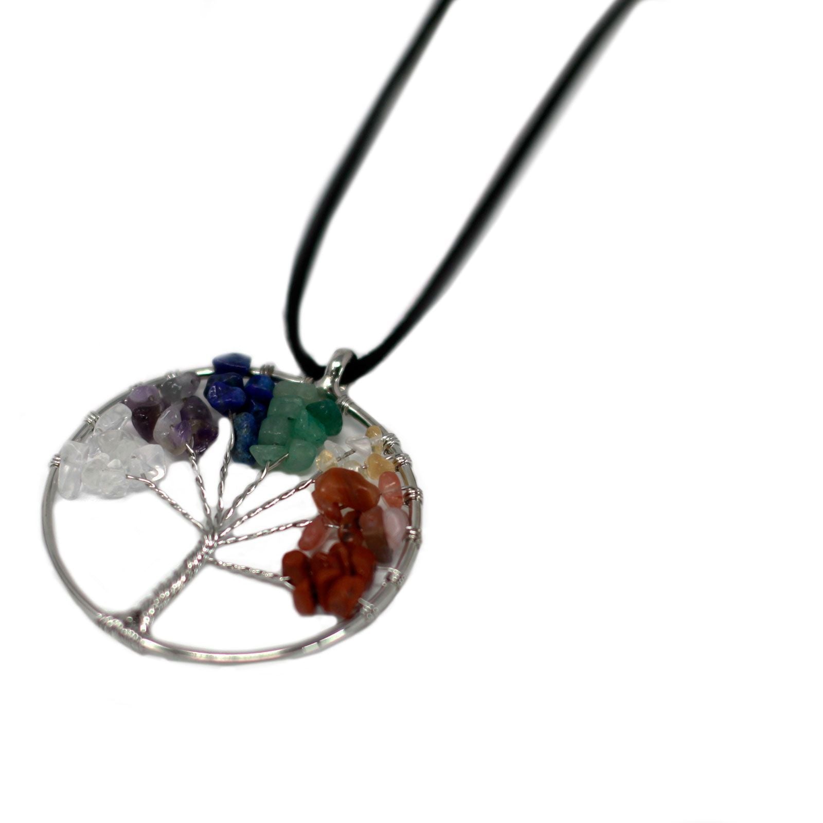 Polished Chakra Tree Of Life Necklace Large 1 featuring natural patterning and unique variations - Positive Faith Hope Love