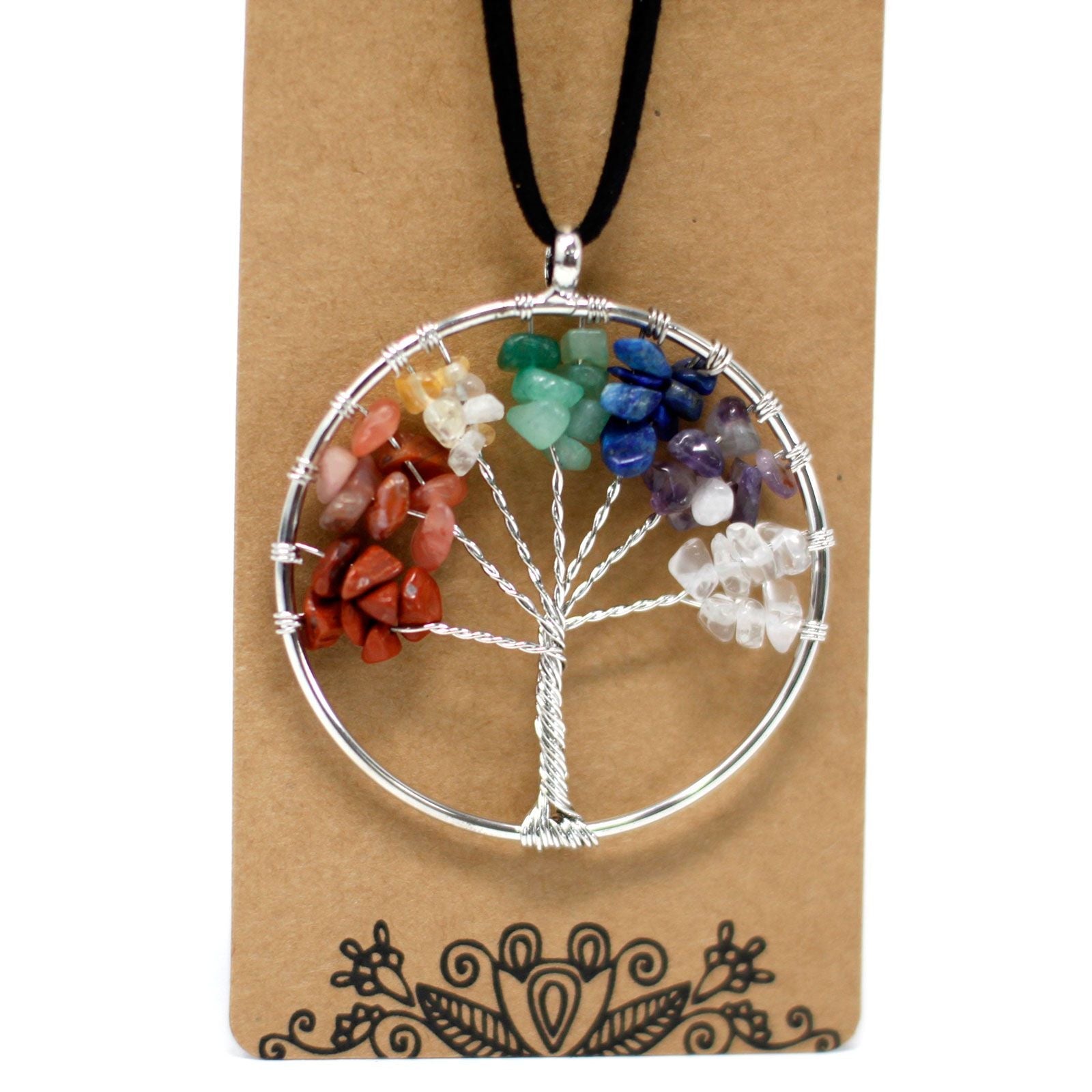 Polished Chakra Tree Of Life Necklace Large 1 featuring natural patterning and unique variations - Positive Faith Hope Love