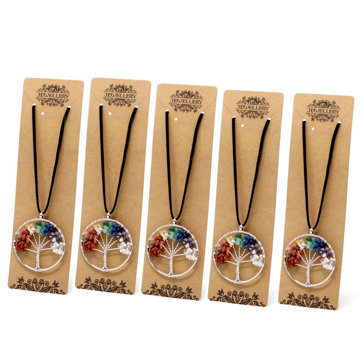 Polished Chakra Tree Of Life Necklace Large 1 featuring natural patterning and unique variations - Positive Faith Hope Love