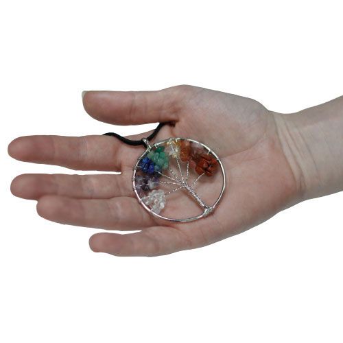 Polished Chakra Tree Of Life Necklace Large 1 featuring natural patterning and unique variations - Positive Faith Hope Love
