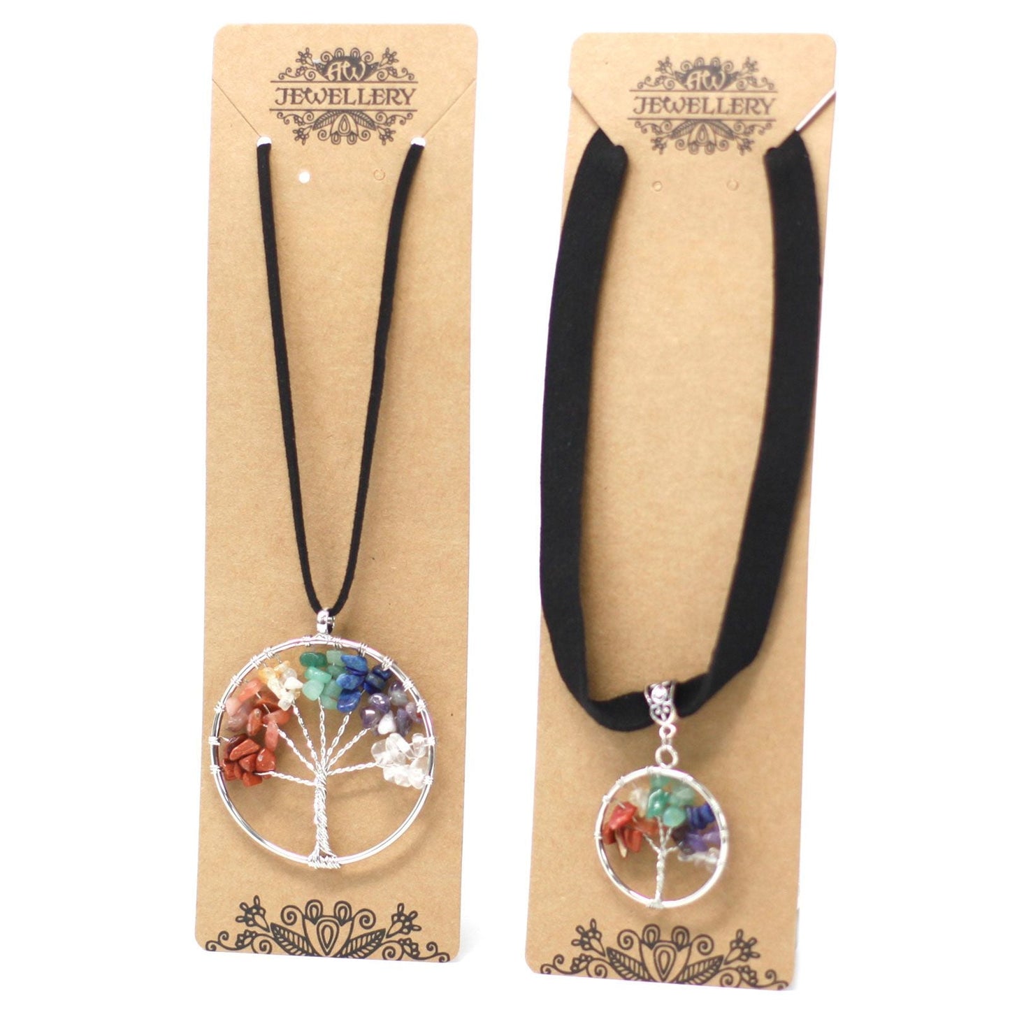 Polished Chakra Tree Of Life Necklace Small 1 featuring natural patterning and unique variations - Positive Faith Hope Love