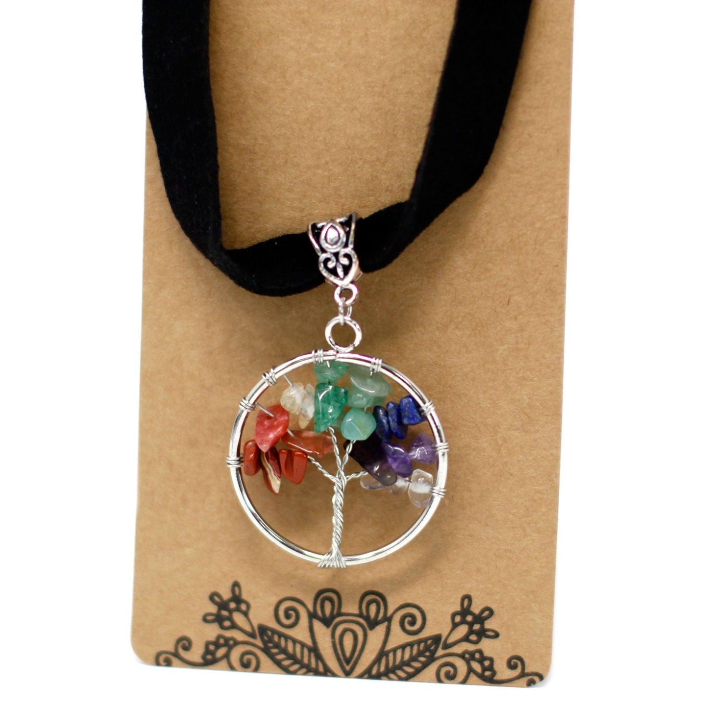 Polished Chakra Tree Of Life Necklace Small 1 featuring natural patterning and unique variations - Positive Faith Hope Love