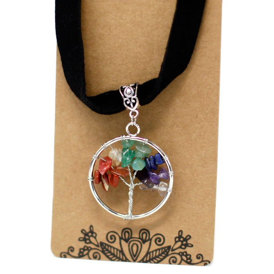 Polished Chakra Tree Of Life Necklace Small 1 featuring natural patterning and unique variations - Positive Faith Hope Love