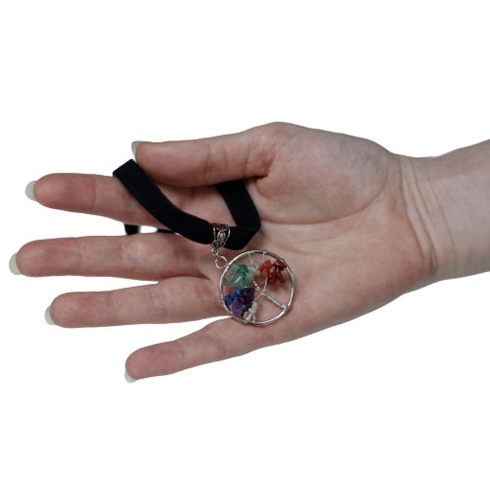 Polished Chakra Tree Of Life Necklace Small 1 featuring natural patterning and unique variations - Positive Faith Hope Love