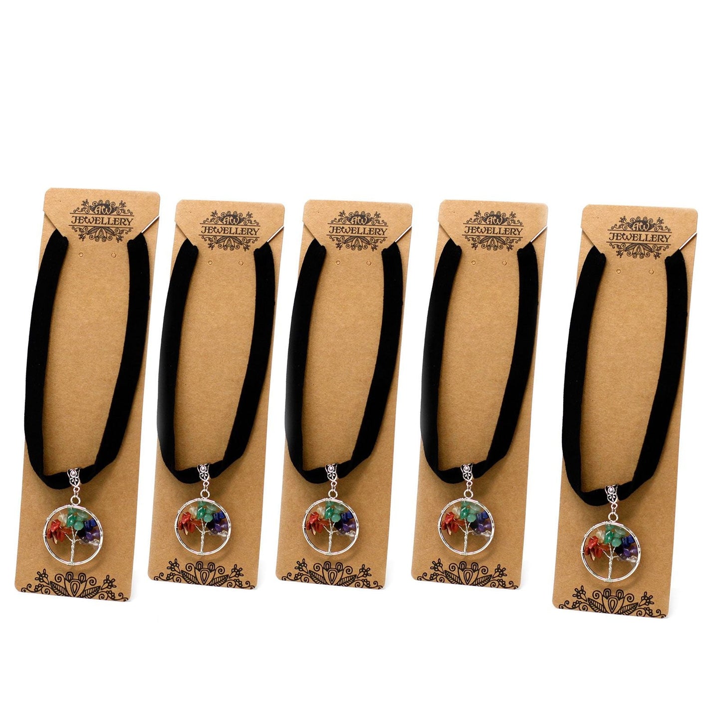 Polished Chakra Tree Of Life Necklace Small 1 featuring natural patterning and unique variations - Positive Faith Hope Love