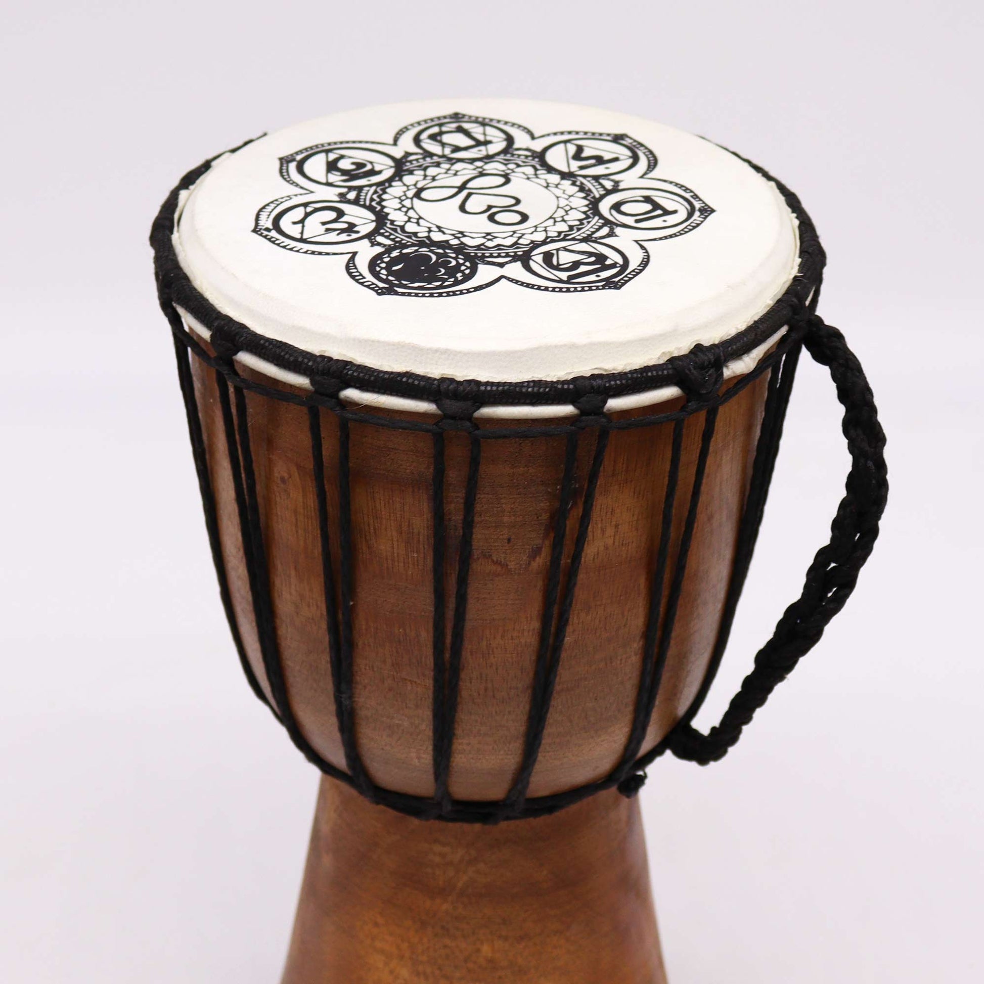 Chakra Wide Top Djembe Drum - 17cm - Positive Faith Hope Love