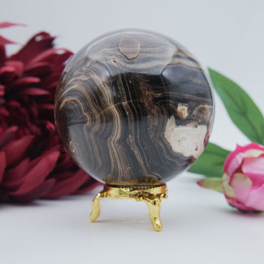 Chocolate Calcite Sphere — 670 g (80 mm) - Positive Faith Hope Love