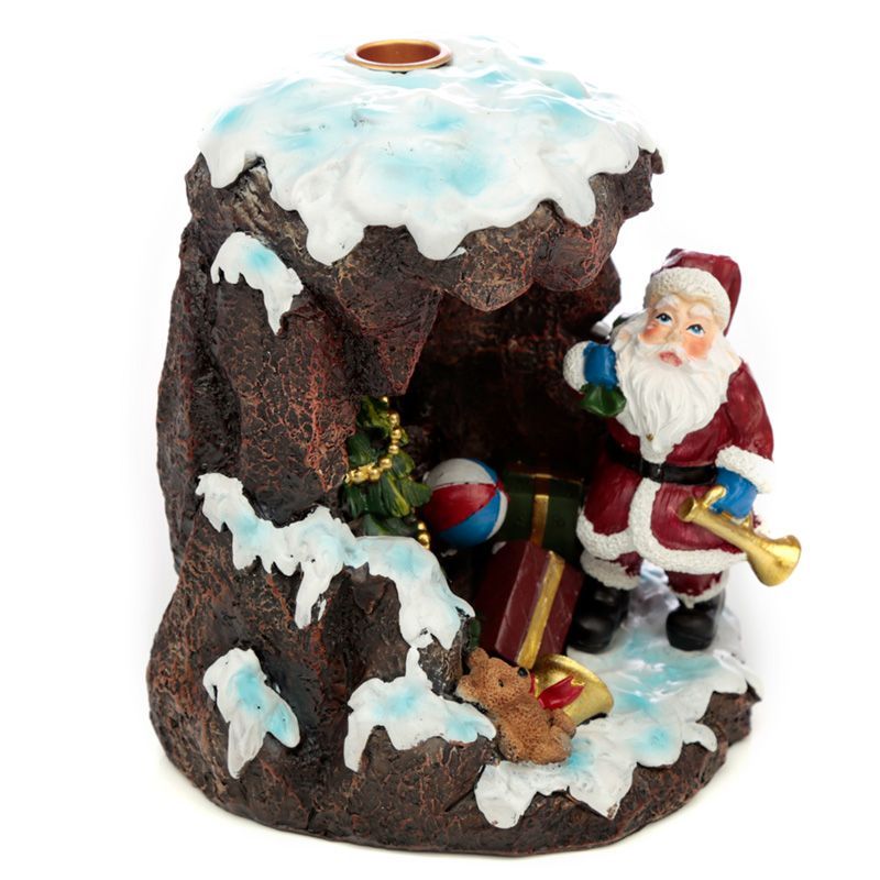 Polished Christmas Santas Grotto Backflow Incense Burner 1 featuring natural patterning and unique variations - Positive Faith Hope Love