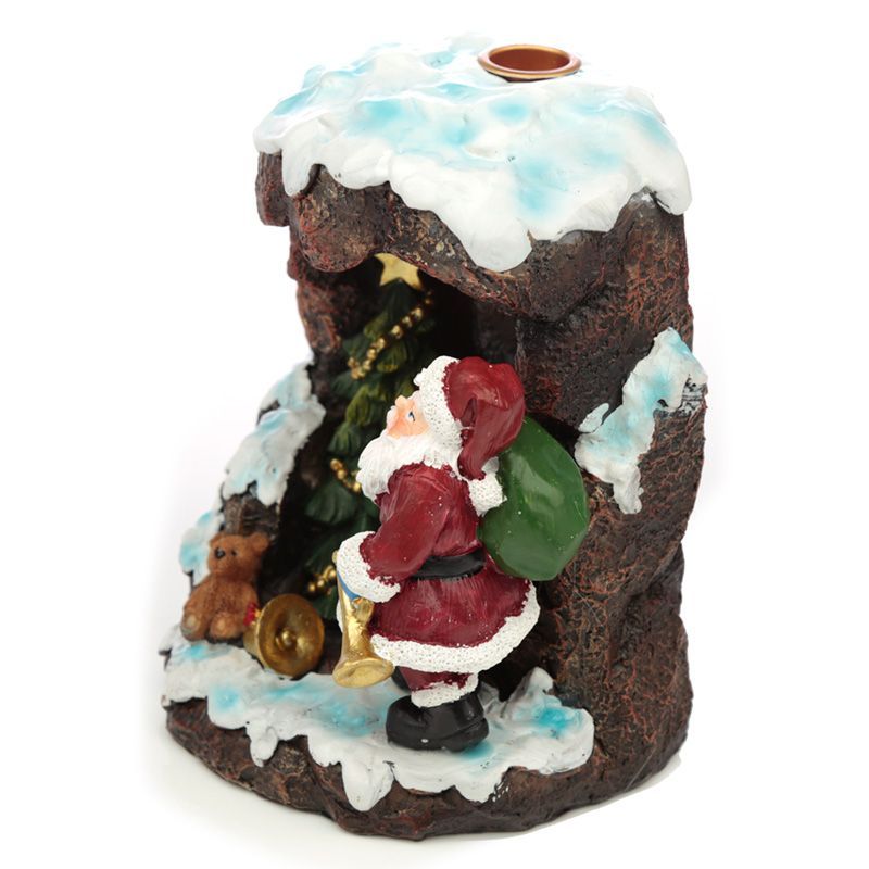 Polished Christmas Santas Grotto Backflow Incense Burner 1 featuring natural patterning and unique variations - Positive Faith Hope Love