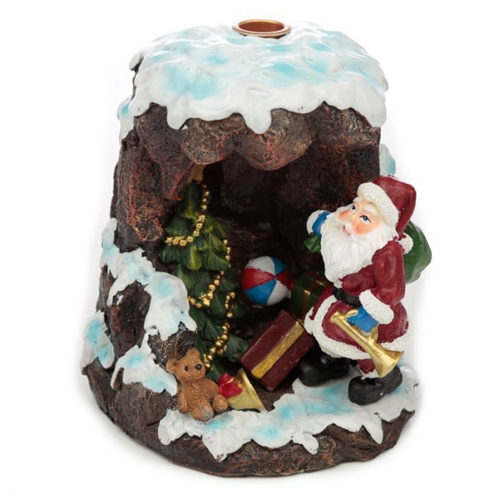 Polished Christmas Santa's Grotto Backflow Incense Burner featuring natural patterning and unique variations - Positive Faith Hope Love