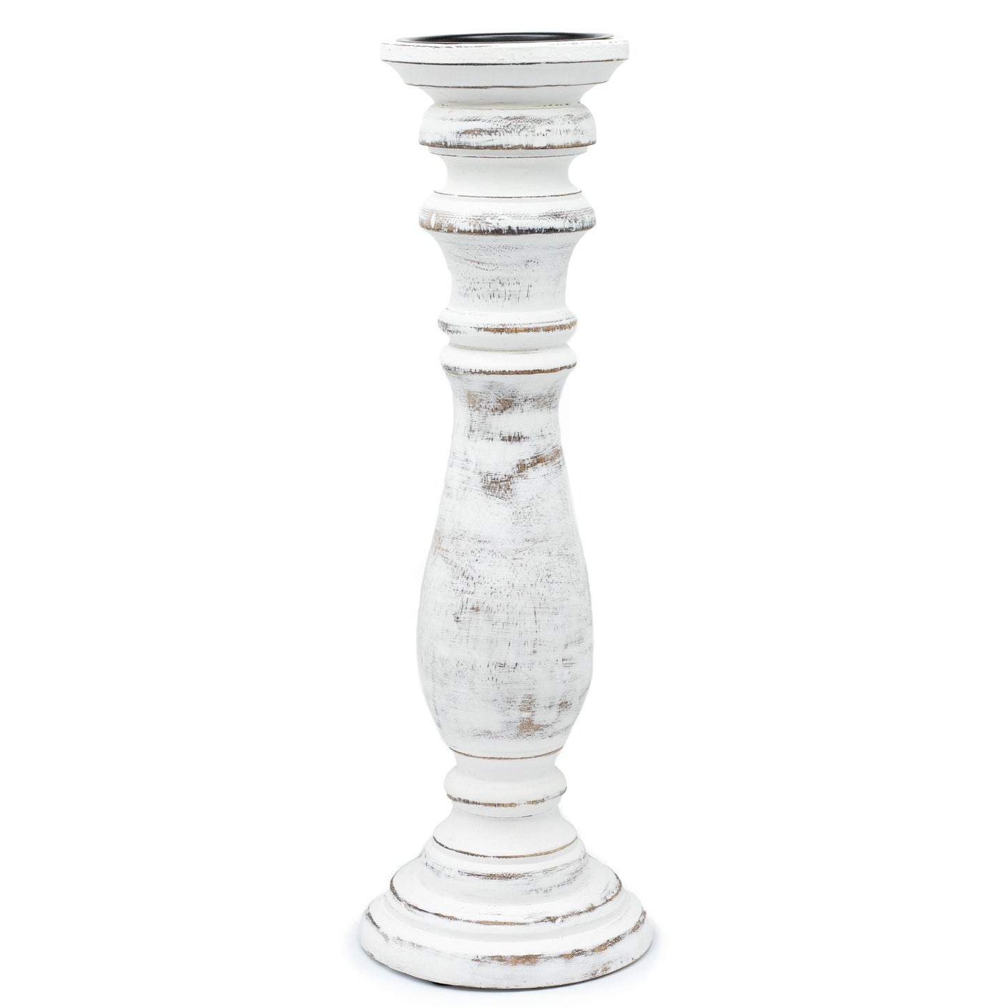 Polished Classic Candle Stand - Whitewash - Large featuring natural patterning and unique variations - Positive Faith Hope Love