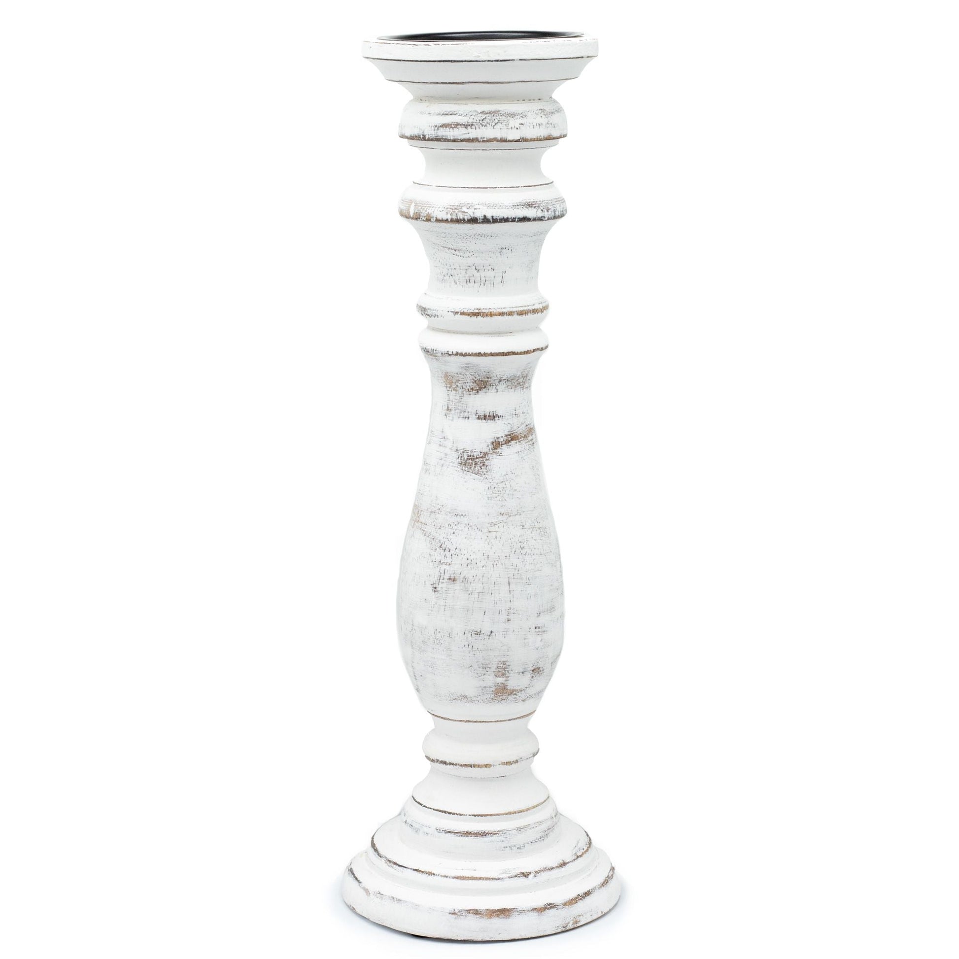 Polished Classic Candle Stand - Whitewash - Large featuring natural patterning and unique variations - Positive Faith Hope Love