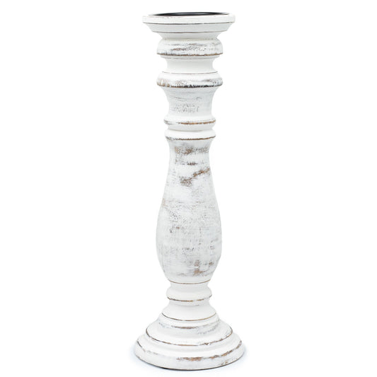 Polished Classic Candle Stand - Whitewash - Large featuring natural patterning and unique variations - Positive Faith Hope Love