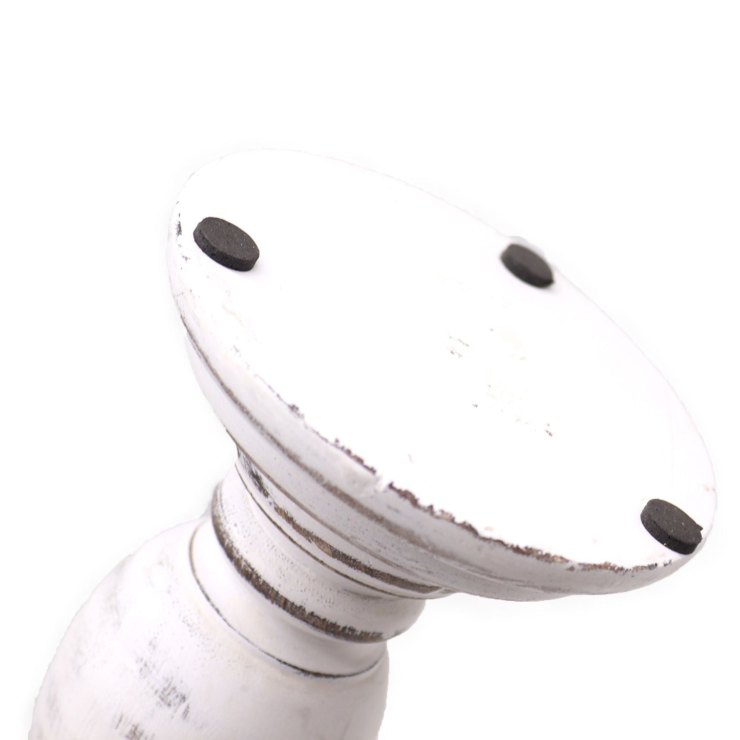 Polished Classic Candle Stand Whitewash Medium featuring natural patterning and unique variations - Positive Faith Hope Love