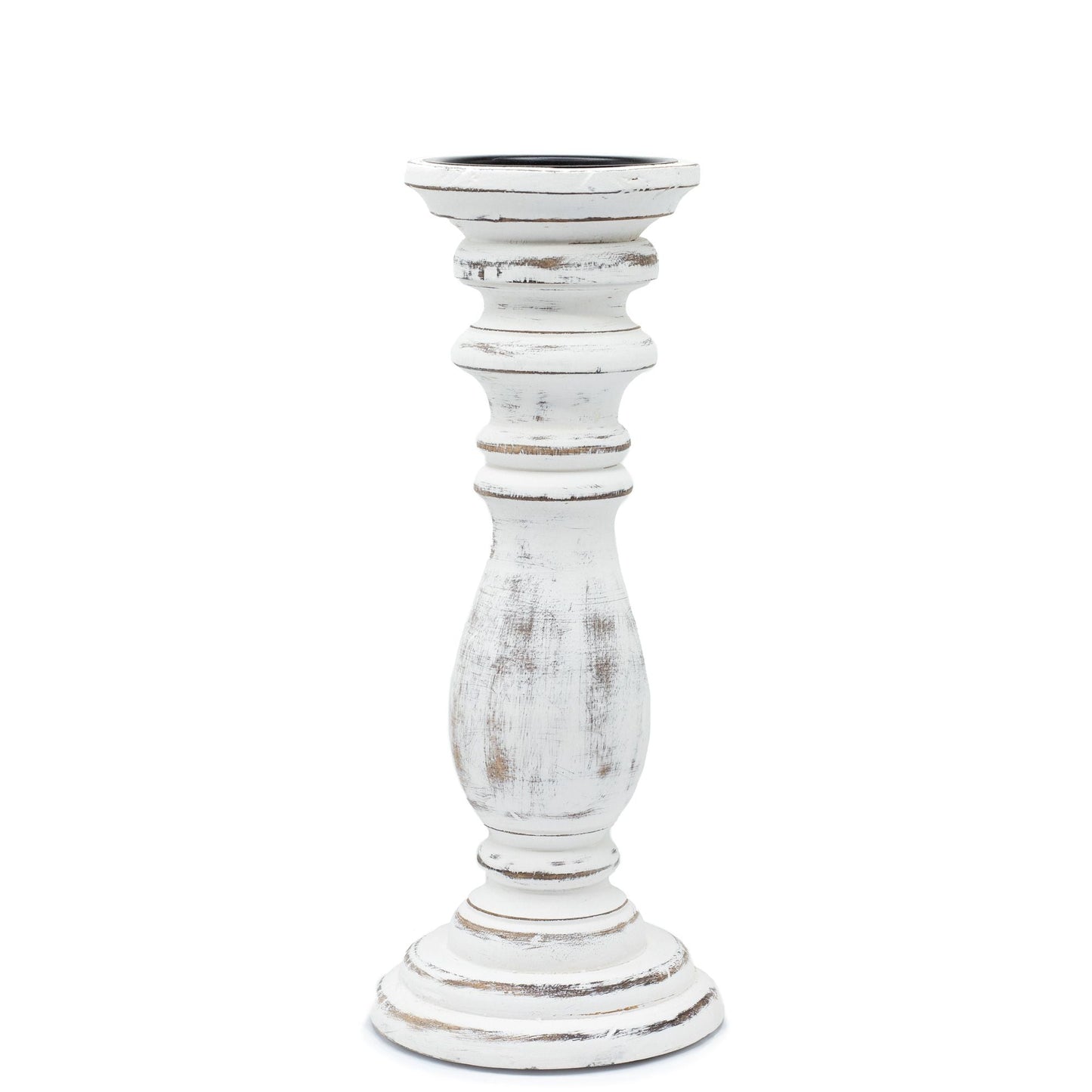 Polished Classic Candle Stand - Whitewash - Medium featuring natural patterning and unique variations - Positive Faith Hope Love