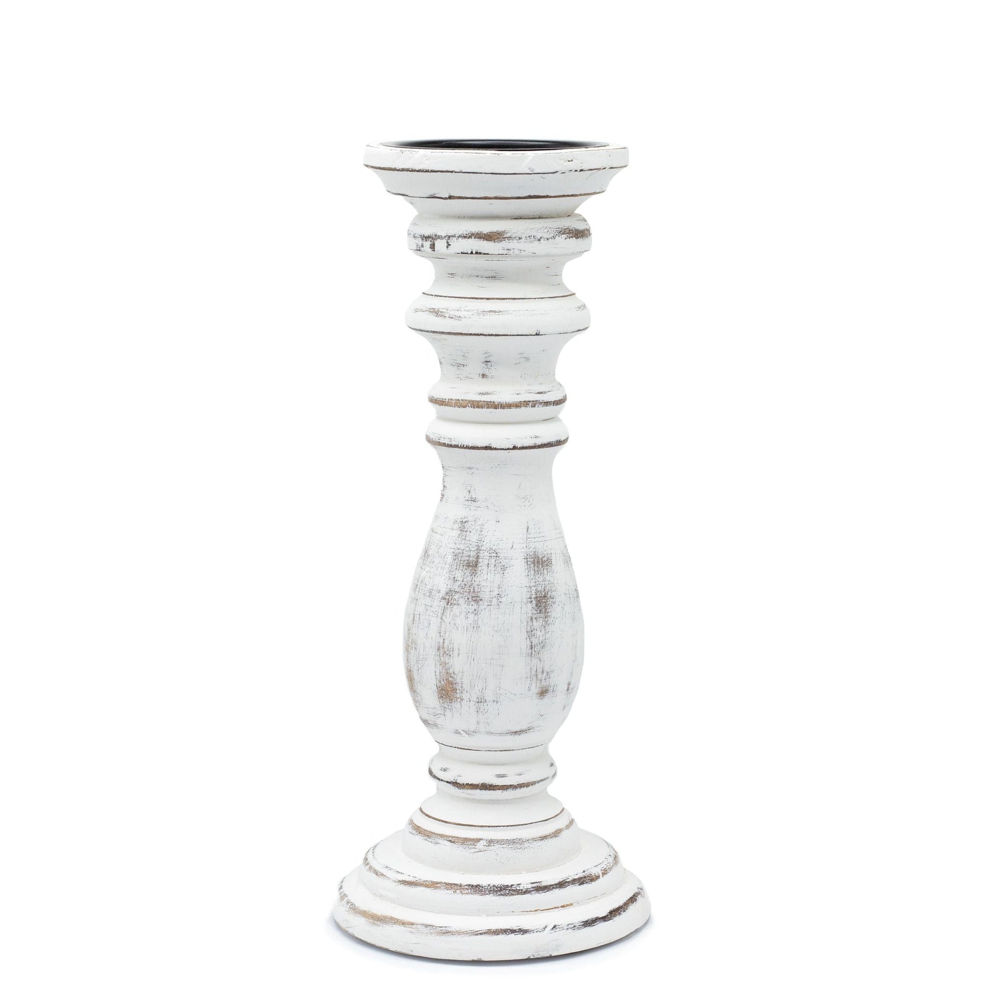 Polished Classic Candle Stand - Whitewash - Medium featuring natural patterning and unique variations - Positive Faith Hope Love