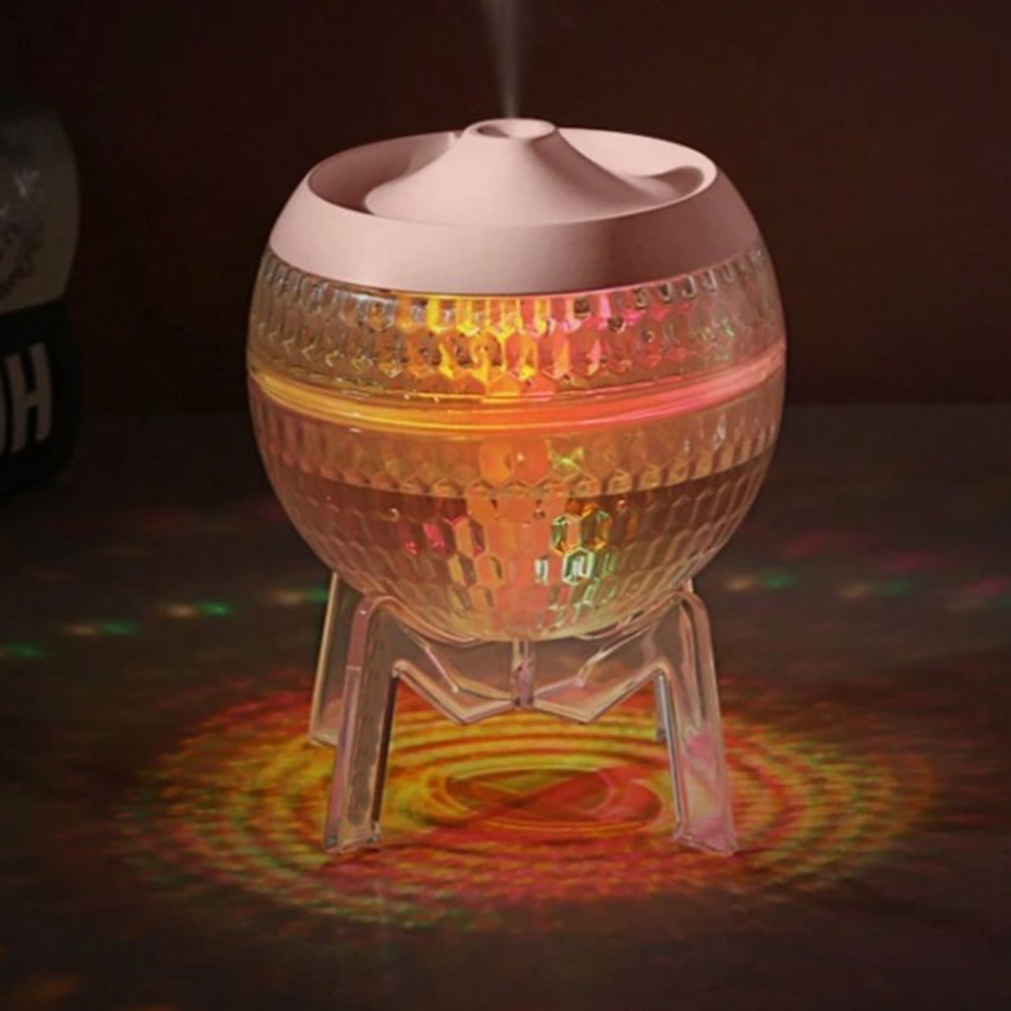 Polished Clear Humidifer Mondo Planet Usb Colour Change Down Light featuring natural patterning and unique variations - Positive Faith Hope Love