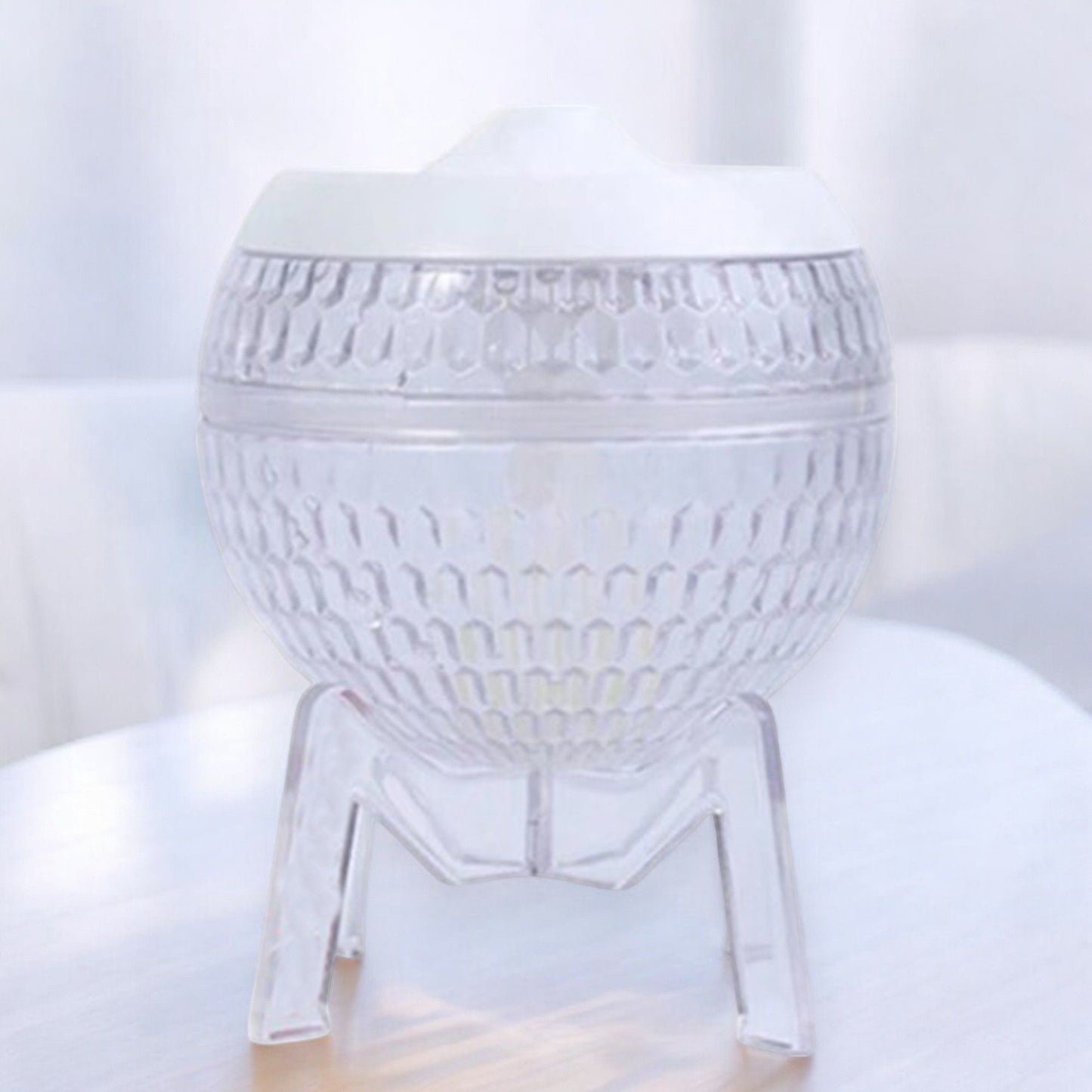 Polished Clear Humidifer Mondo Planet - USB - Colour Change (down light) featuring natural patterning and unique variations - Positive Faith Hope Love