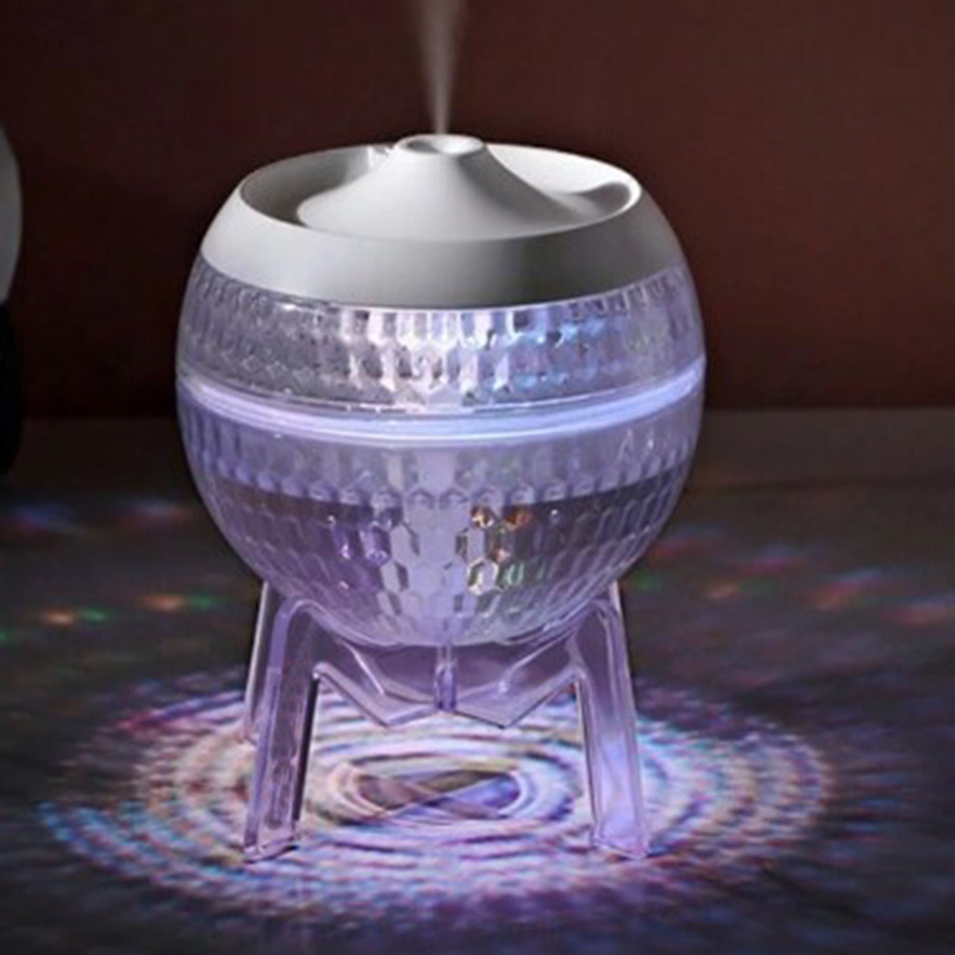 Polished Clear Humidifer Mondo Planet Usb Colour Change Down Light featuring natural patterning and unique variations - Positive Faith Hope Love
