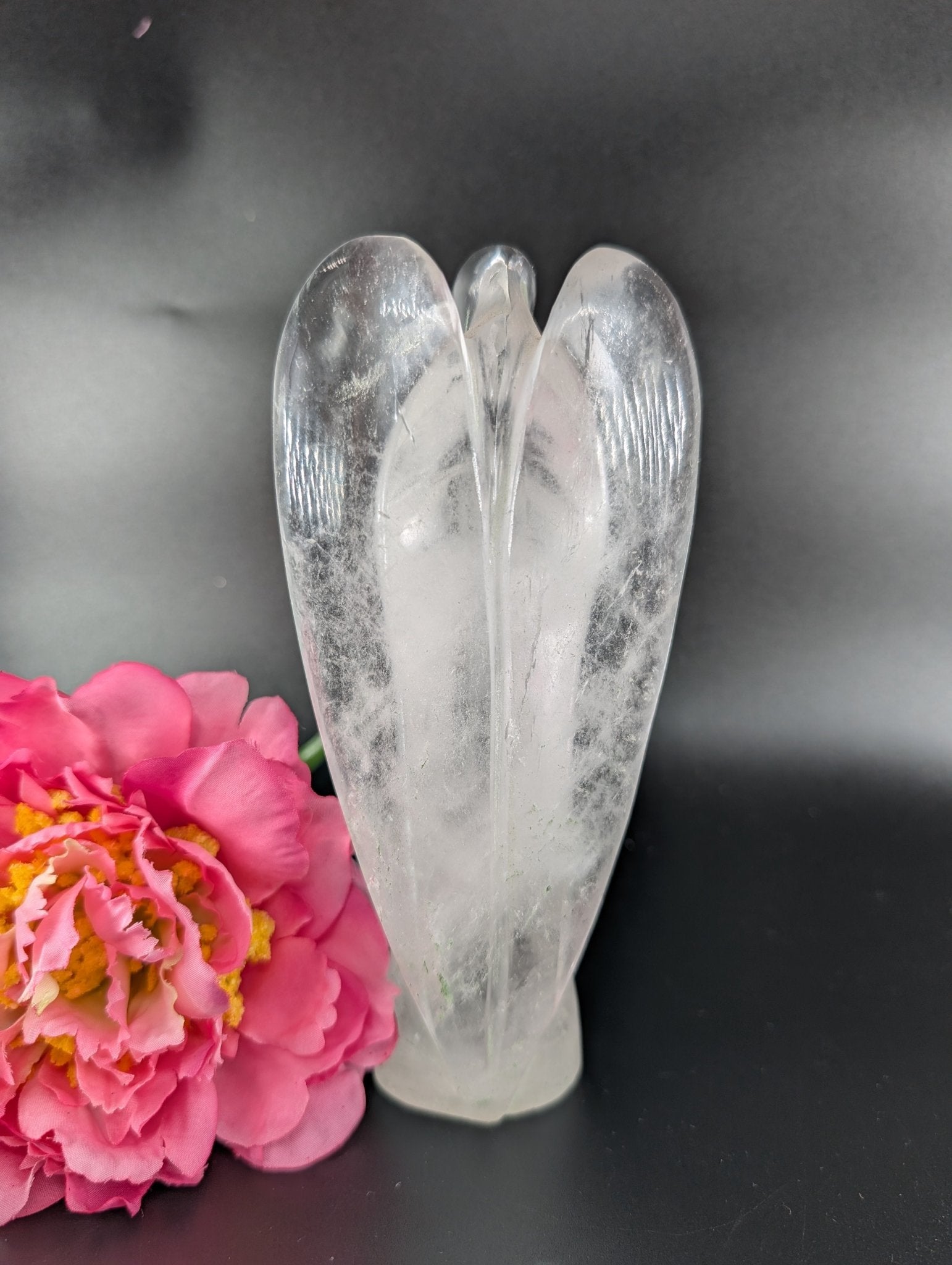 Clear Quartz Angel 150mm 446grams - Positive Faith Hope Love