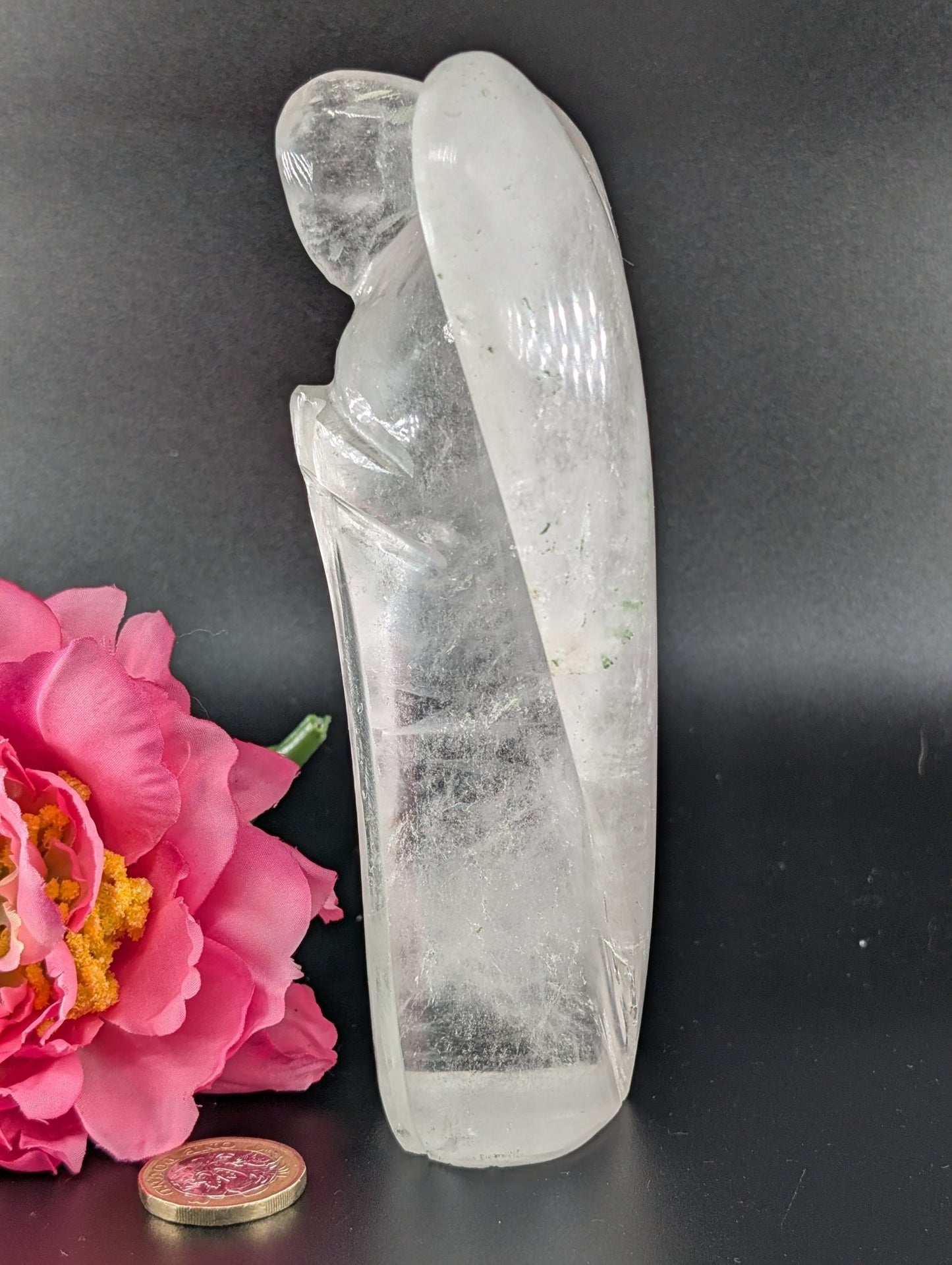 Clear Quartz Angel 160mm 628 grams - Positive Faith Hope Love