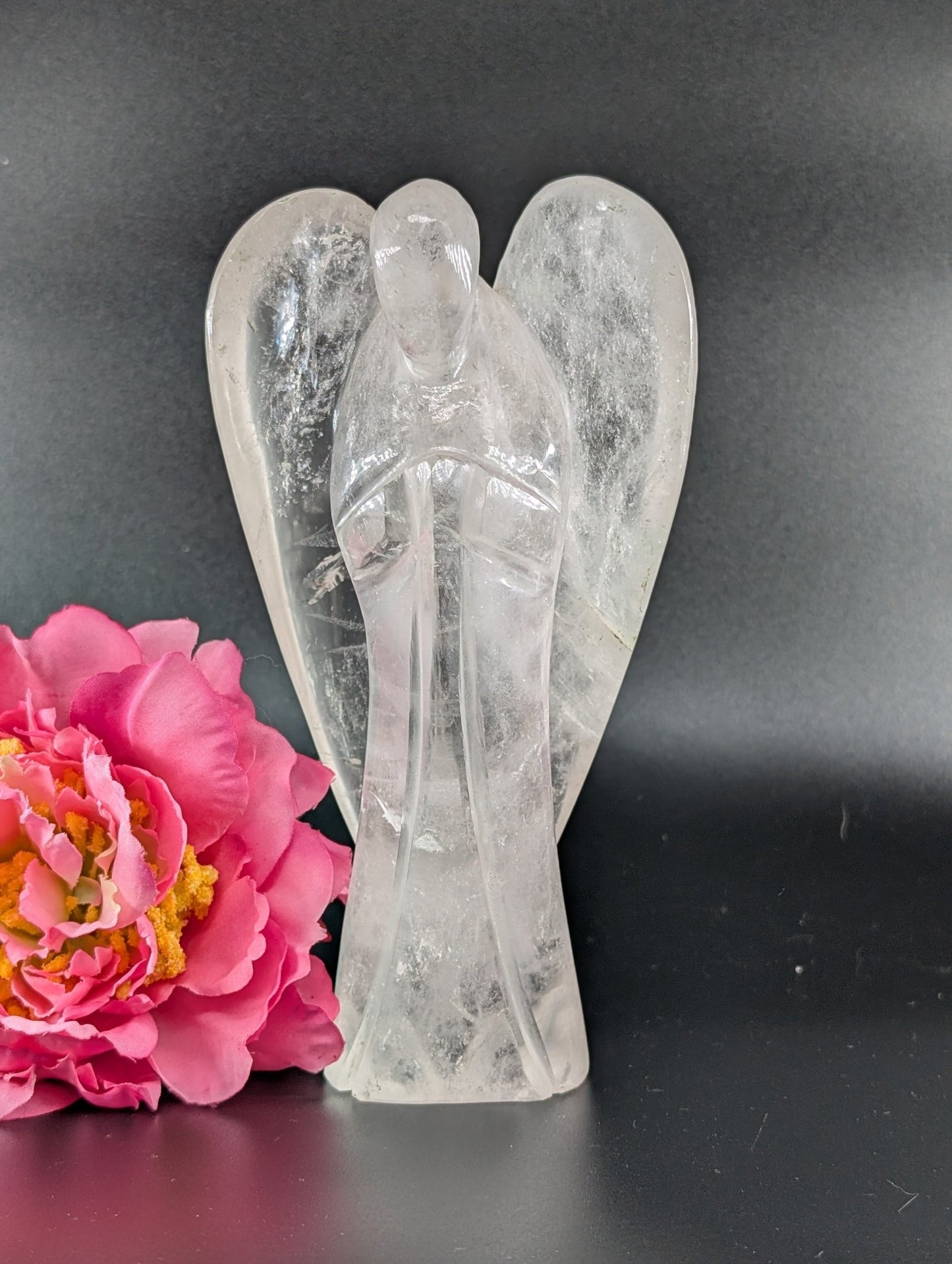 Clear Quartz Angel 160mm 628 grams - Positive Faith Hope Love