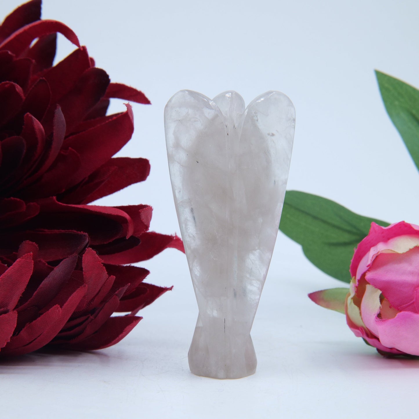 Polished Clear Quartz Angel 80Mm featuring clear transparency and light-catching facets - Positive Faith Hope Love