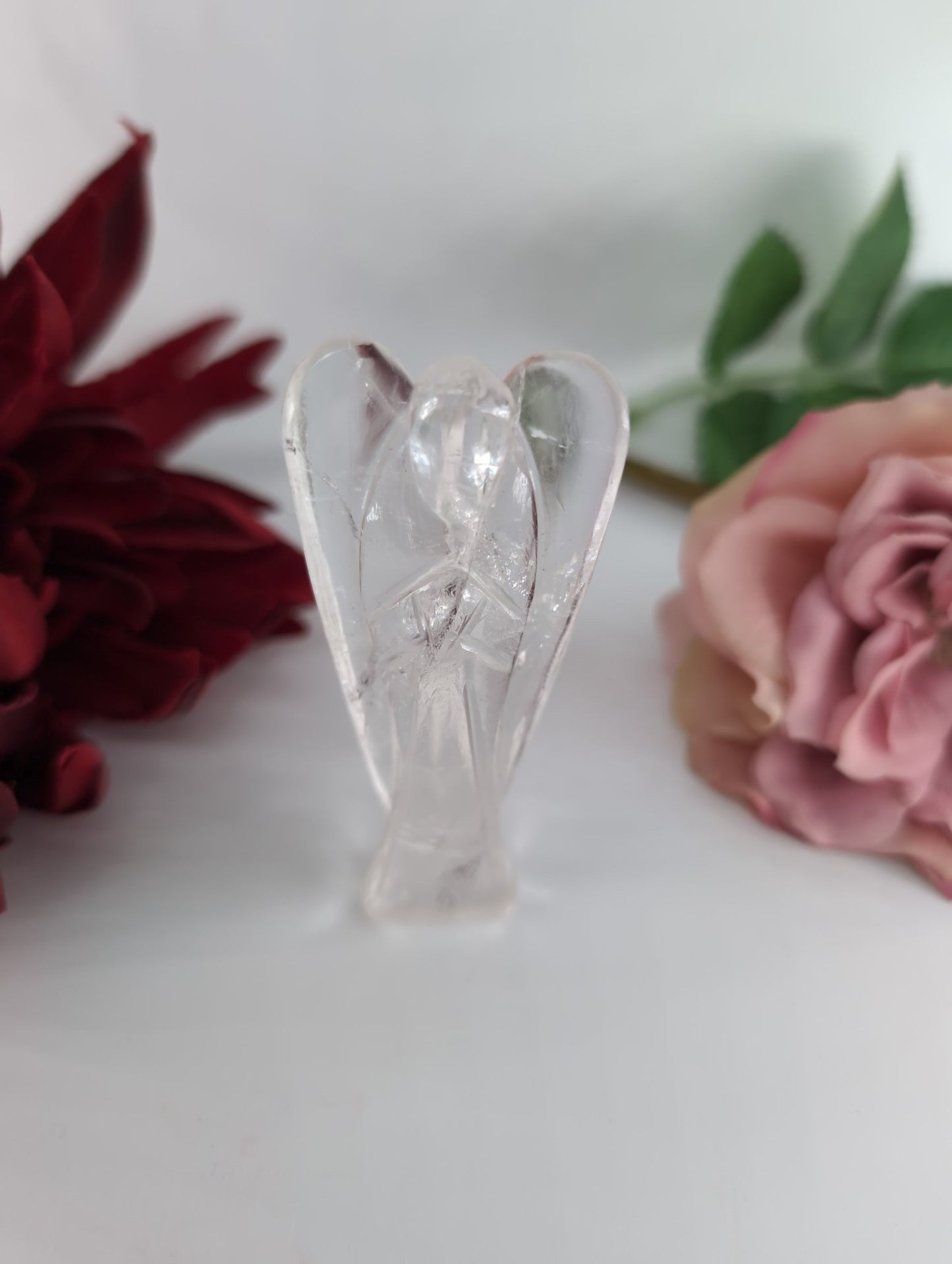 Clear Quartz Angel 80mm - Positive Faith Hope Love