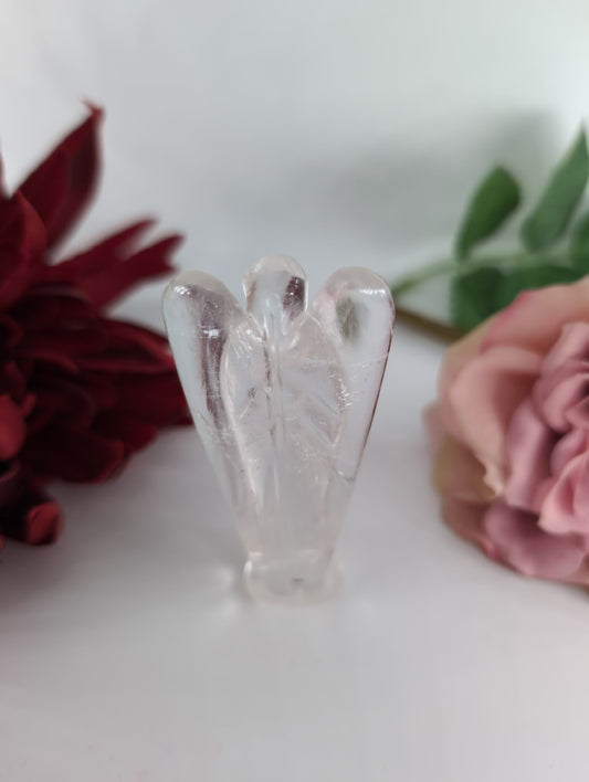 Clear Quartz Angel 80mm - Positive Faith Hope Love