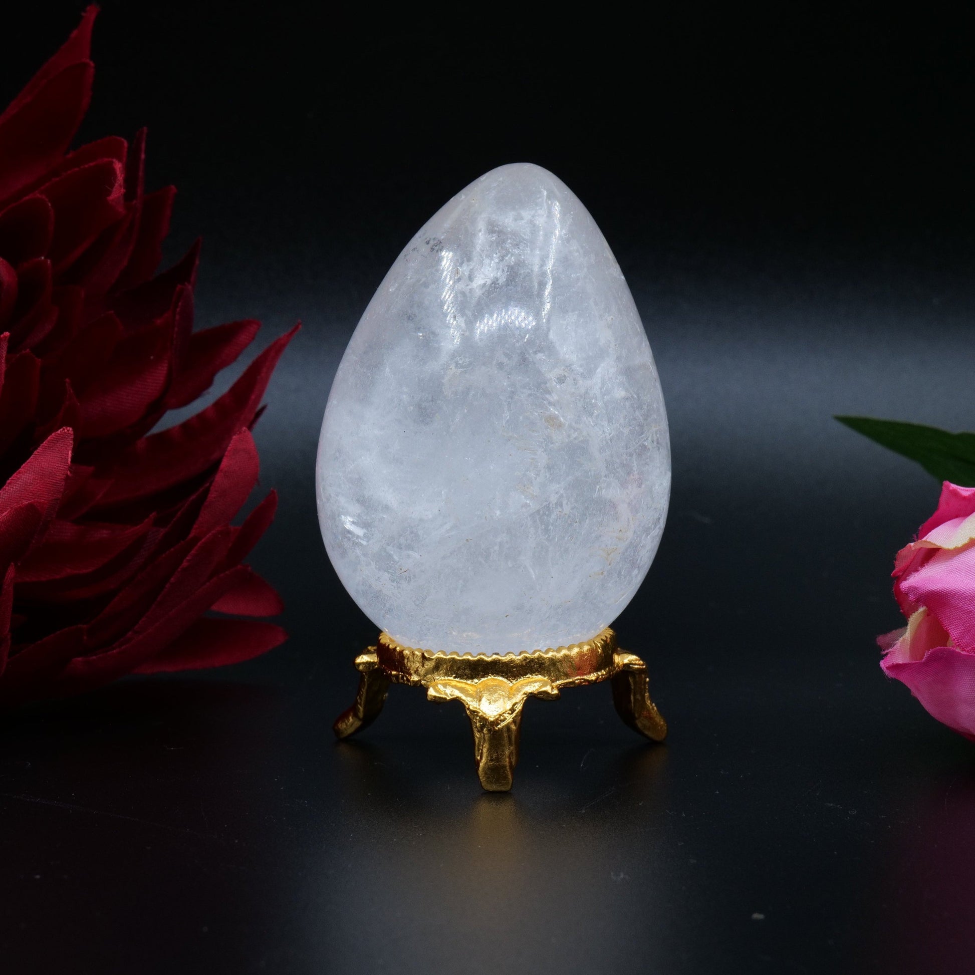 Polished Clear Quartz Egg 163G featuring clear transparency and light-catching facets - Positive Faith Hope Love