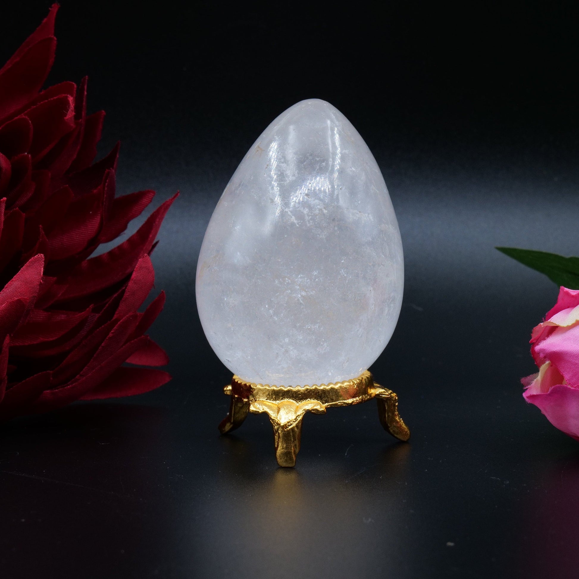 Polished Clear Quartz Egg 163G featuring clear transparency and light-catching facets - Positive Faith Hope Love