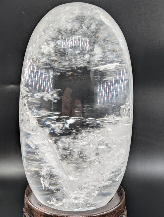 Polished Clear Quartz Shiva Lingam 2668G featuring clear transparency and light-catching facets - Positive Faith Hope Love
