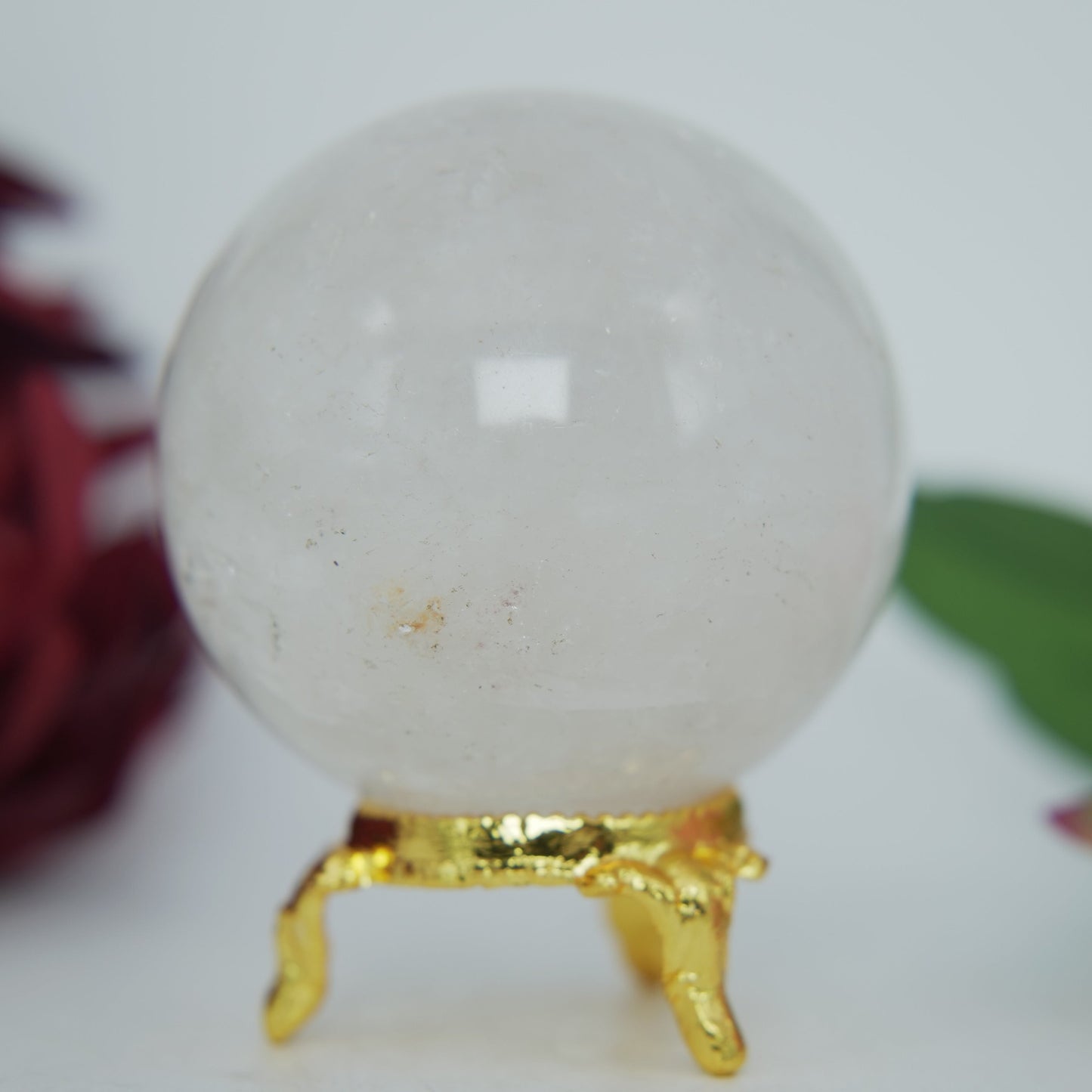 Clear Quartz Sphere — 287 g (60 mm) - Positive Faith Hope Love