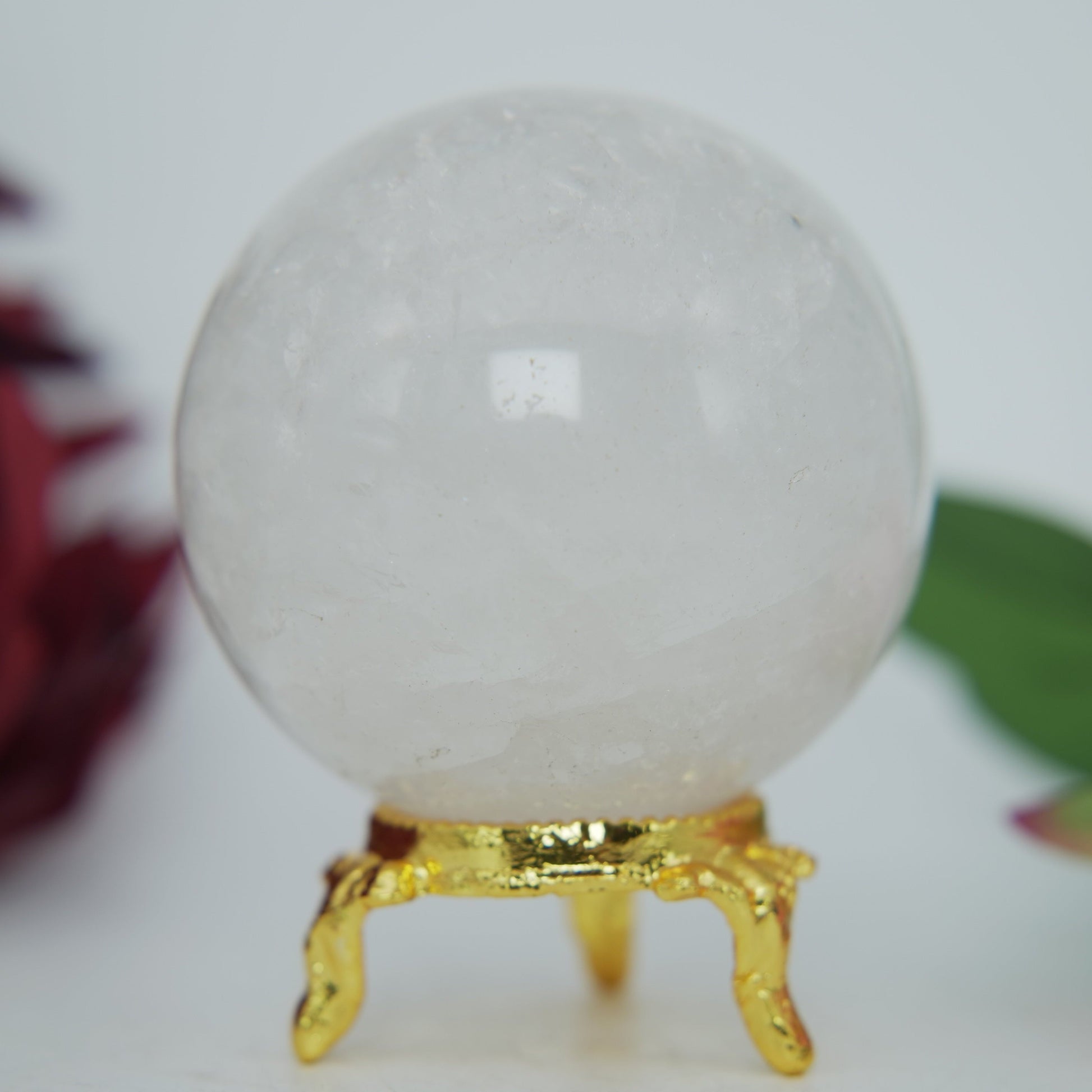 Clear Quartz Sphere — 287 g (60 mm) - Positive Faith Hope Love