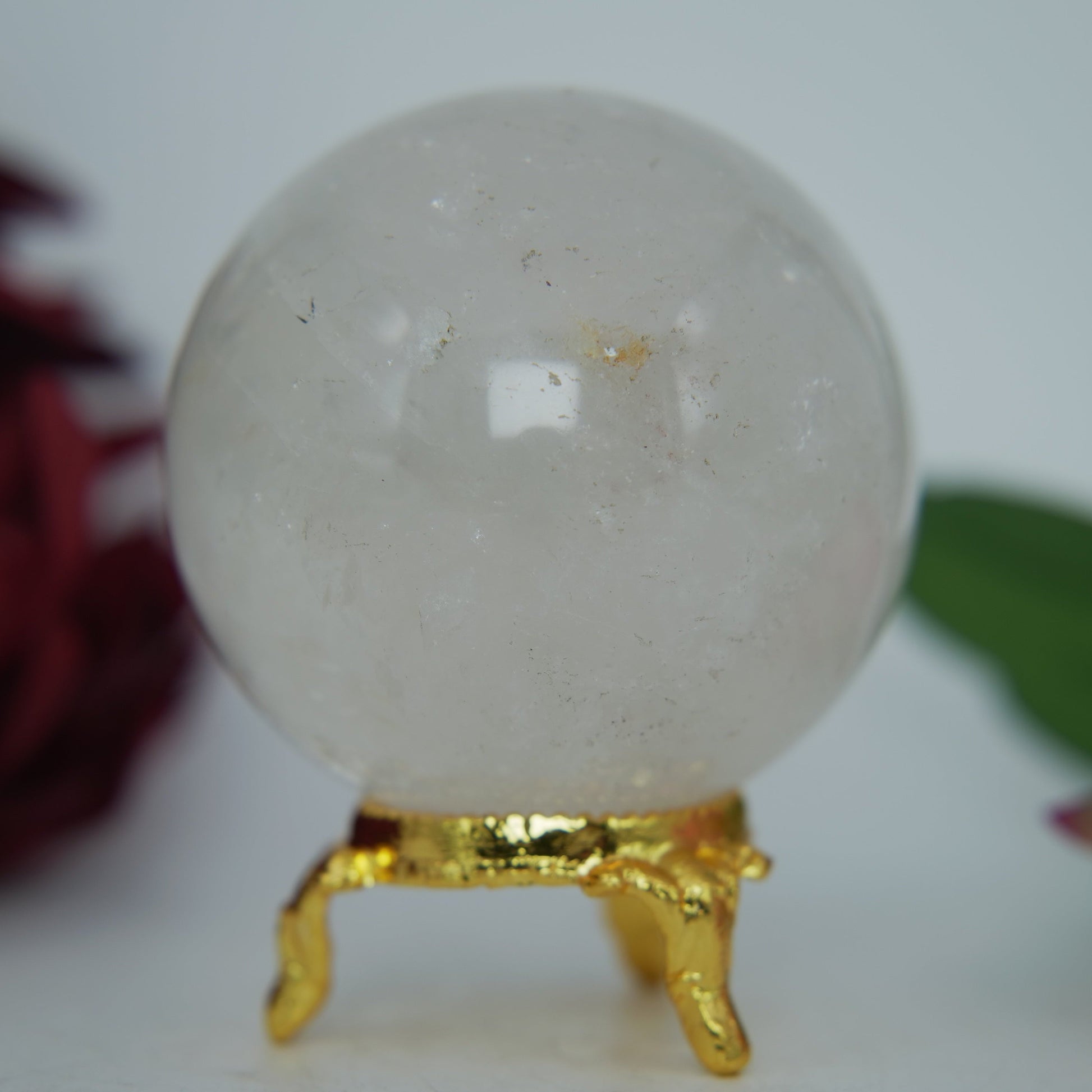Clear Quartz Sphere — 287 g (60 mm) - Positive Faith Hope Love