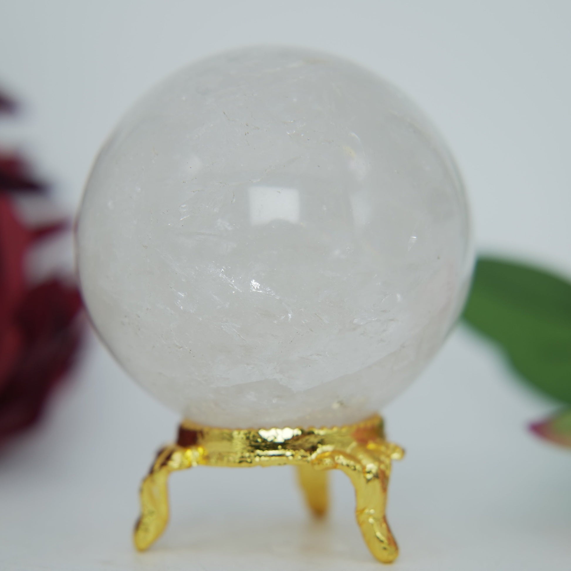Clear Quartz Sphere — 287 g (60 mm) - Positive Faith Hope Love
