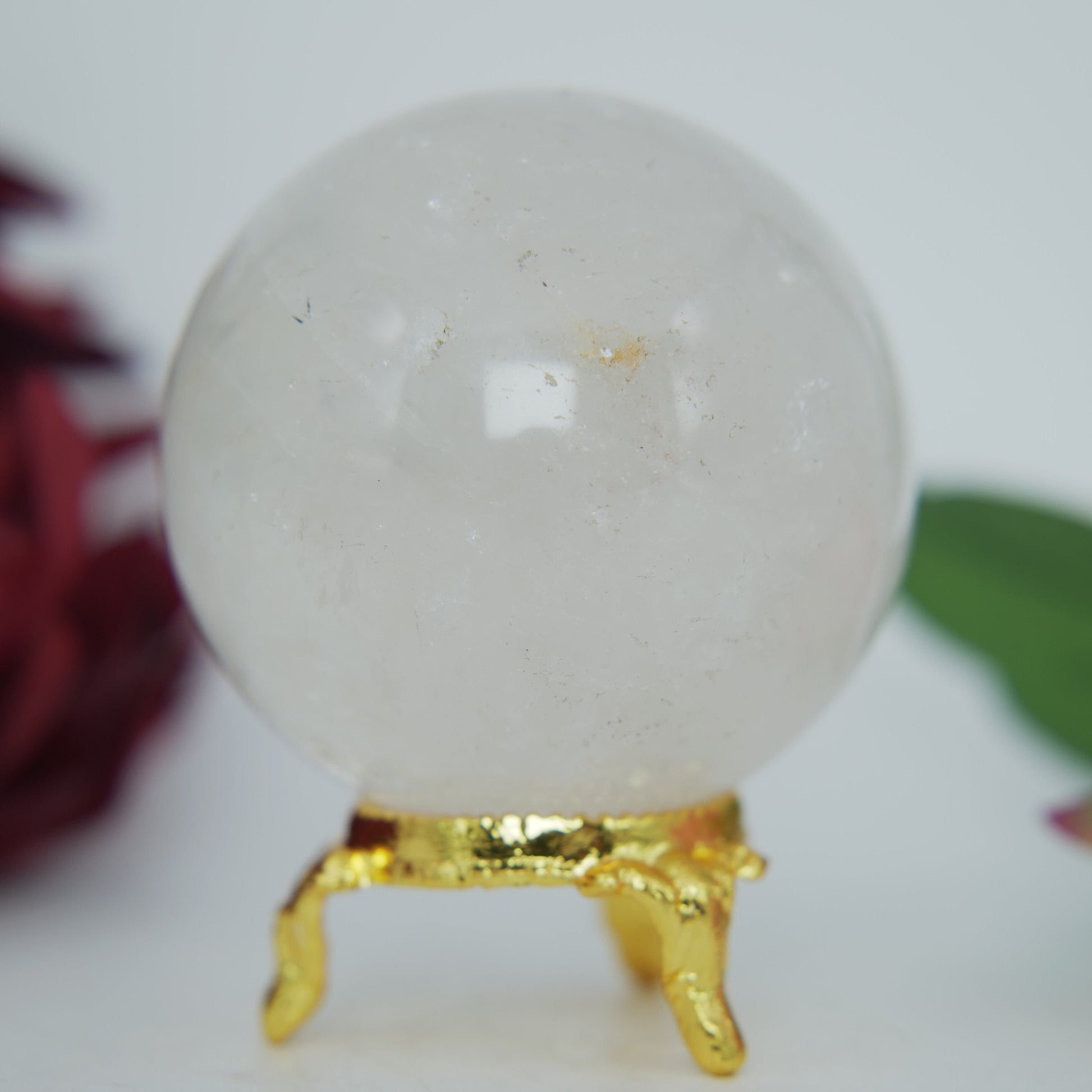 Clear Quartz Sphere — 287 g (60 mm) - Positive Faith Hope Love