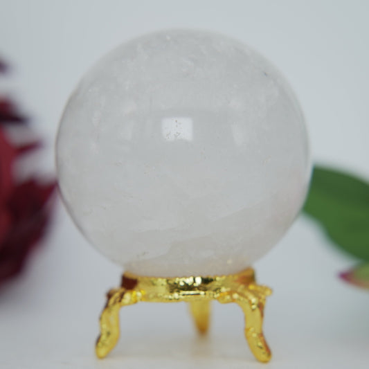 Clear Quartz Sphere — 287 g (60 mm) - Positive Faith Hope Love