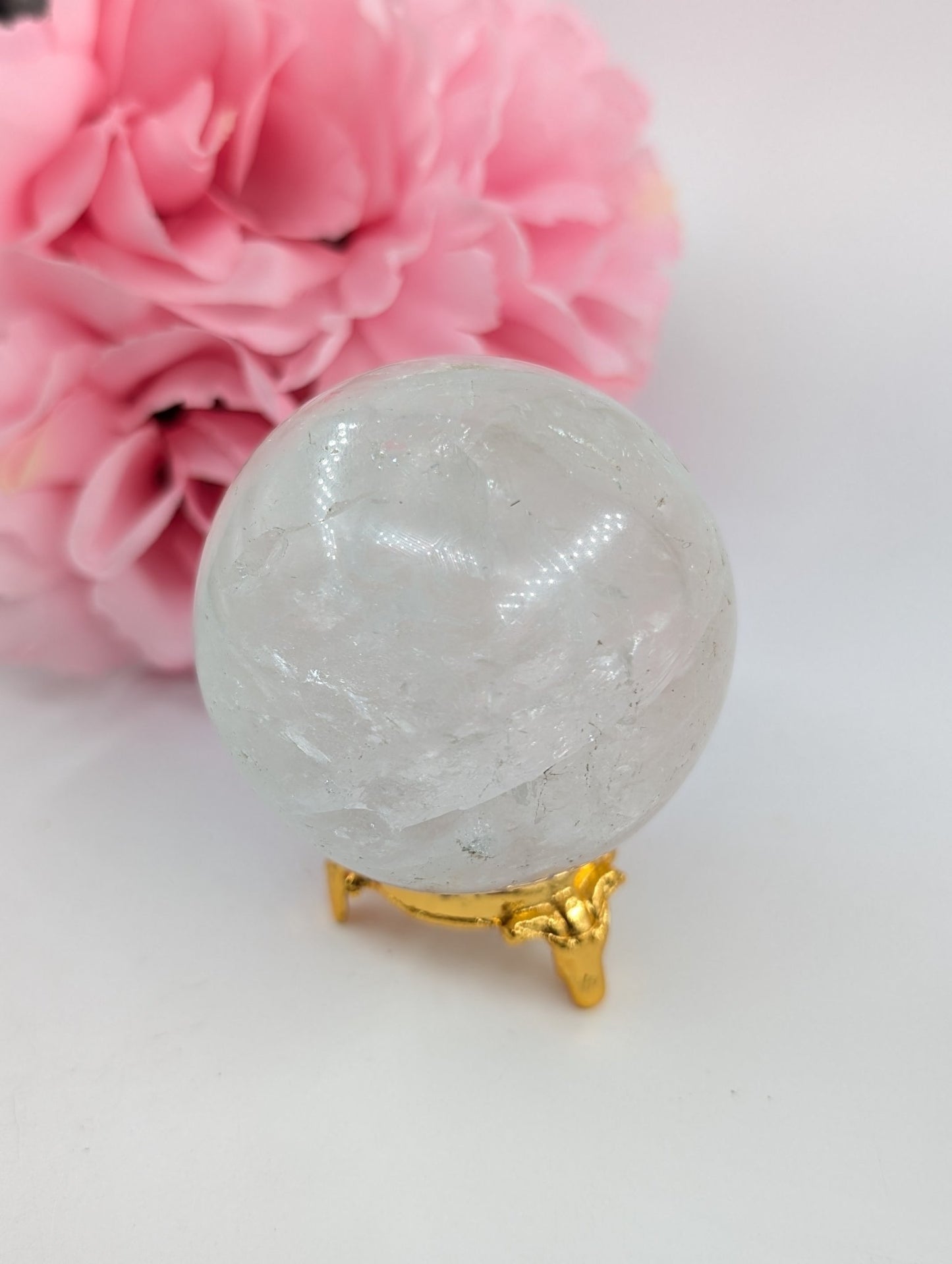 Clear Quartz Sphere - 287g, 60mm - Positive Faith Hope Love