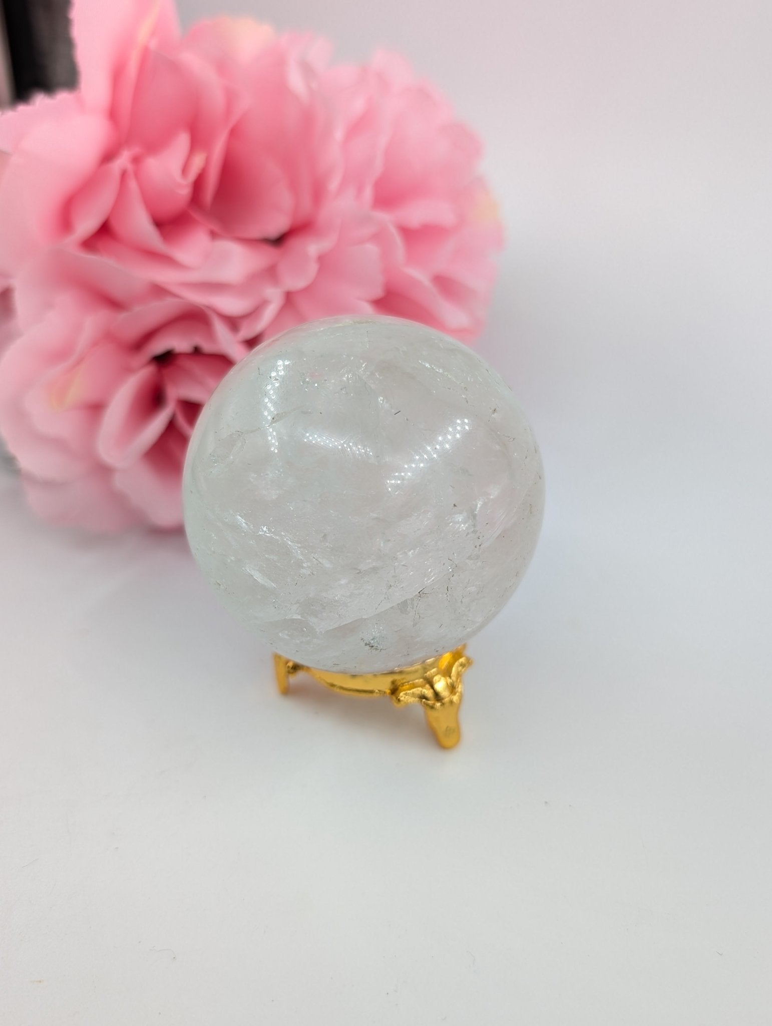 Clear Quartz Sphere - 287g, 60mm - Positive Faith Hope Love