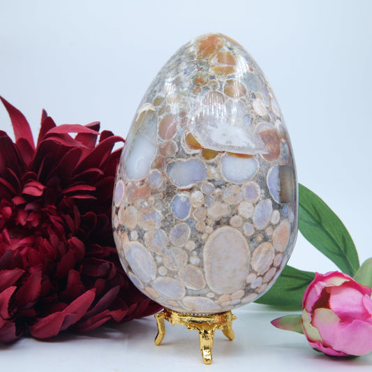 Polished Cobra Jasper Egg 1400G featuring earthy patterns and matte-gloss finish - Positive Faith Hope Love