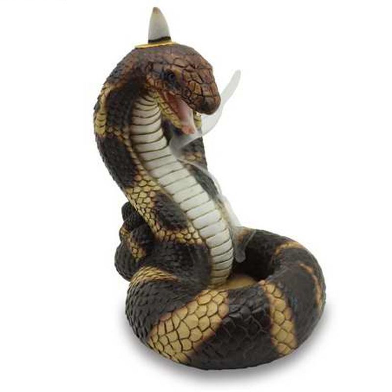 Polished Coiled Cobra Snake Backflow Incense Burner featuring natural patterning and unique variations - Positive Faith Hope Love