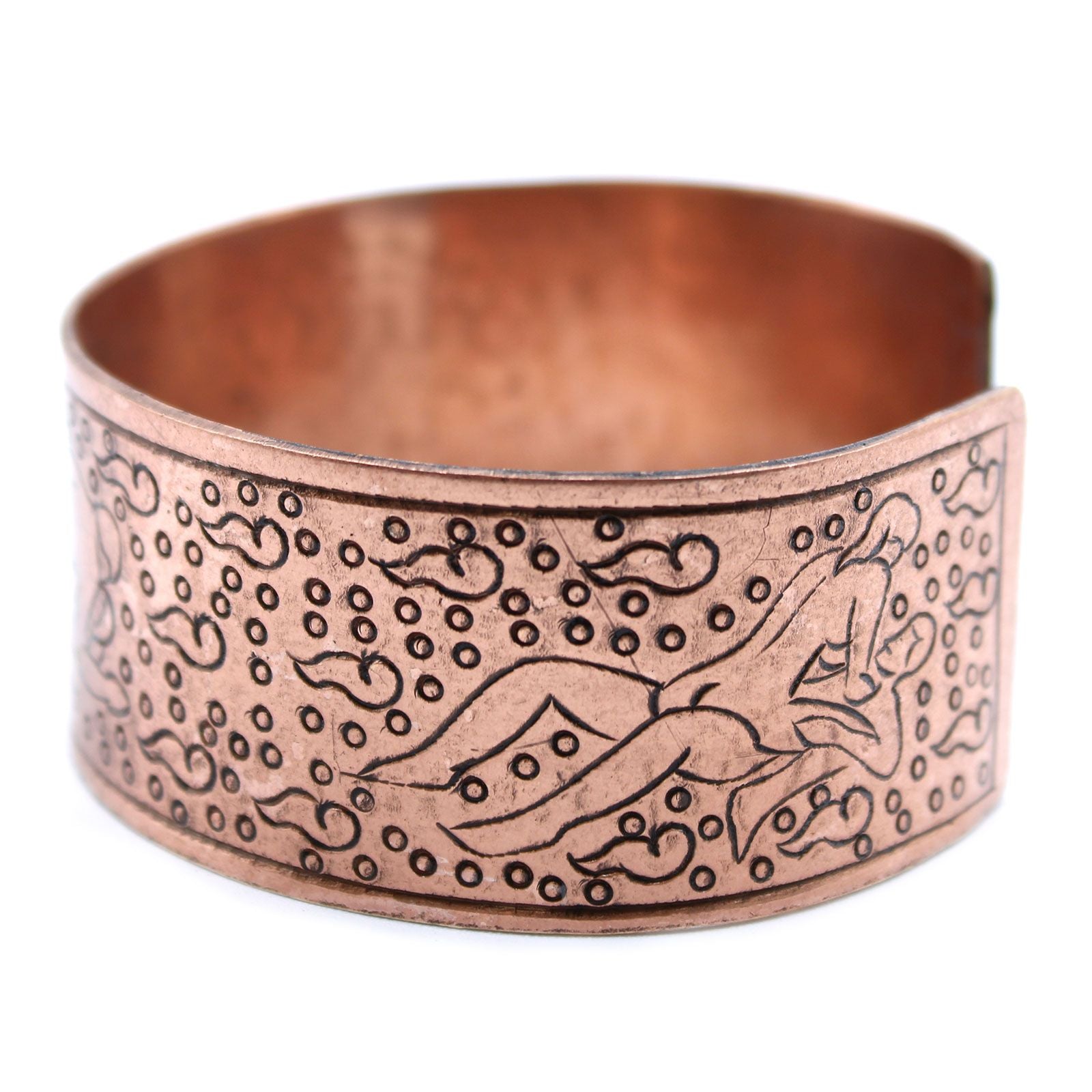 Polished Copper Tibetan Bracelet Kamasutra featuring natural patterning and unique variations - Positive Faith Hope Love
